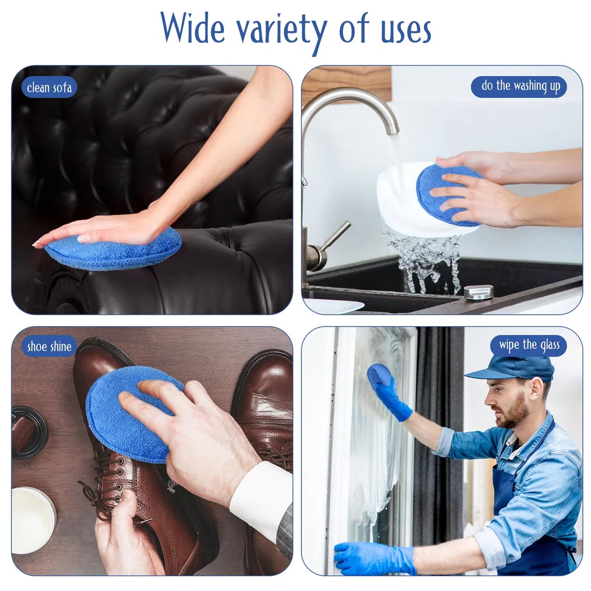 Tanlade Mikrofaser-Applikator-Pads, Wachs-Applikator, Wasch-Mikrofaser-Pads, Blau, 12,7 cm Durchmesser (100 Stück)