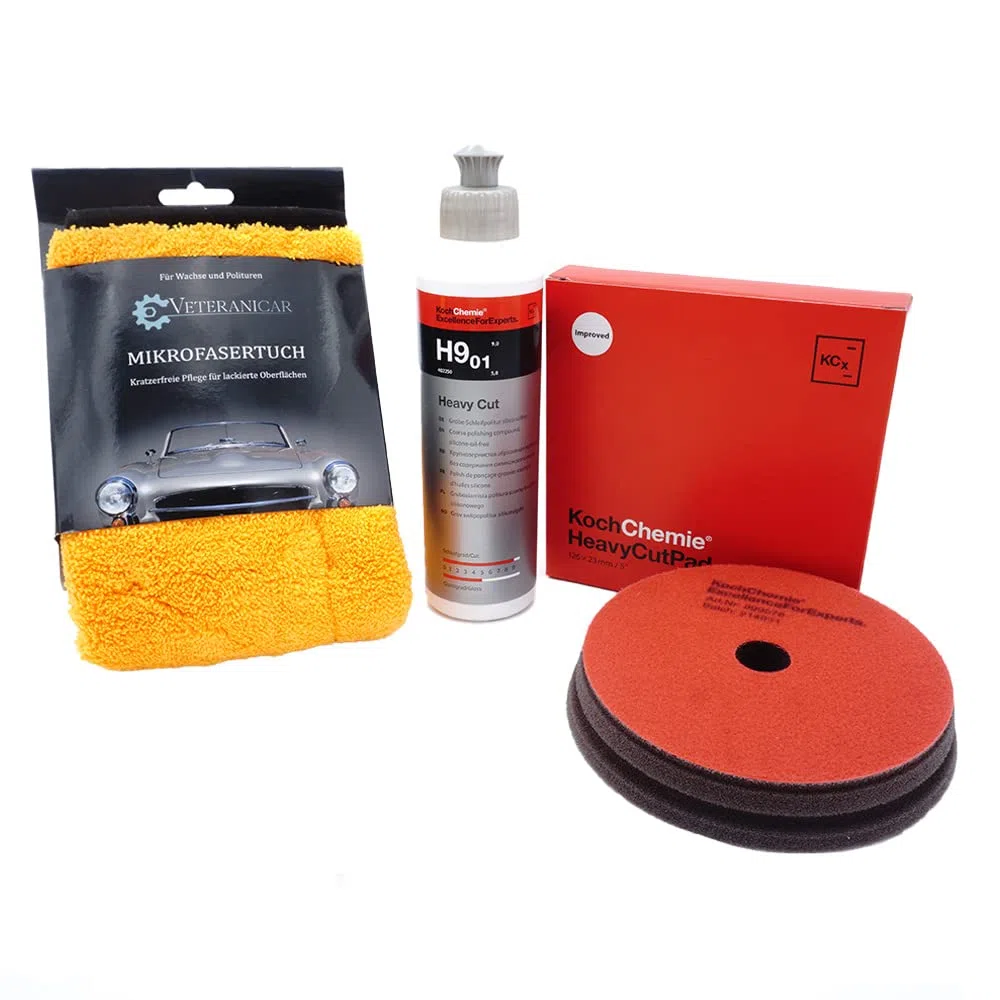 Koch Chemie Autopolitur Set Politur Mikrofasertuch 9-Teilig Heavy+Fine+Micro Cut