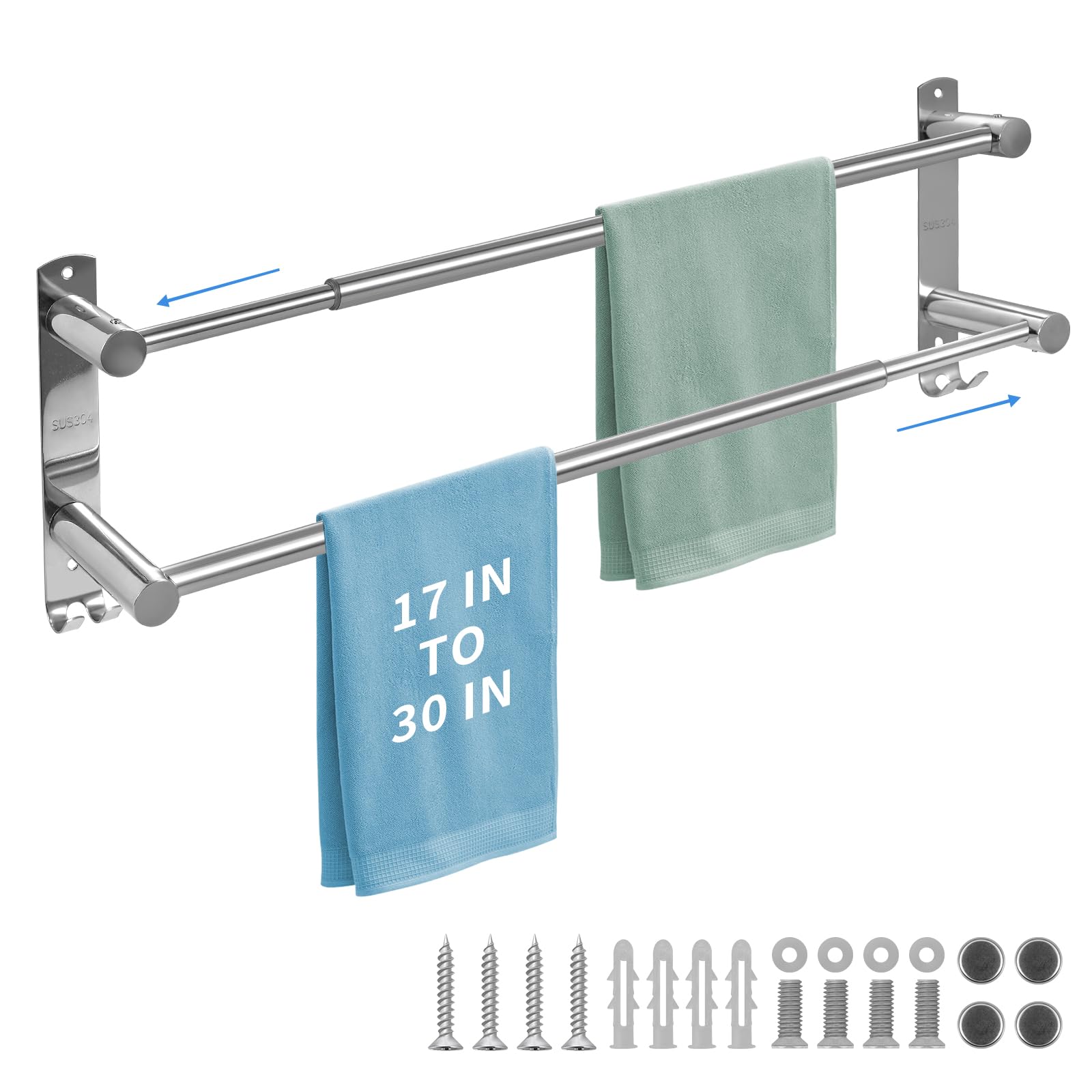 Adjustable Stainless Steel Double Towel Rail