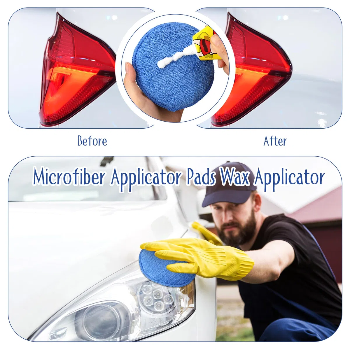 Tanlade Mikrofaser-Applikator-Pads, Wachs-Applikator, Wasch-Mikrofaser-Pads, Blau, 12,7 cm Durchmesser (100 Stück)