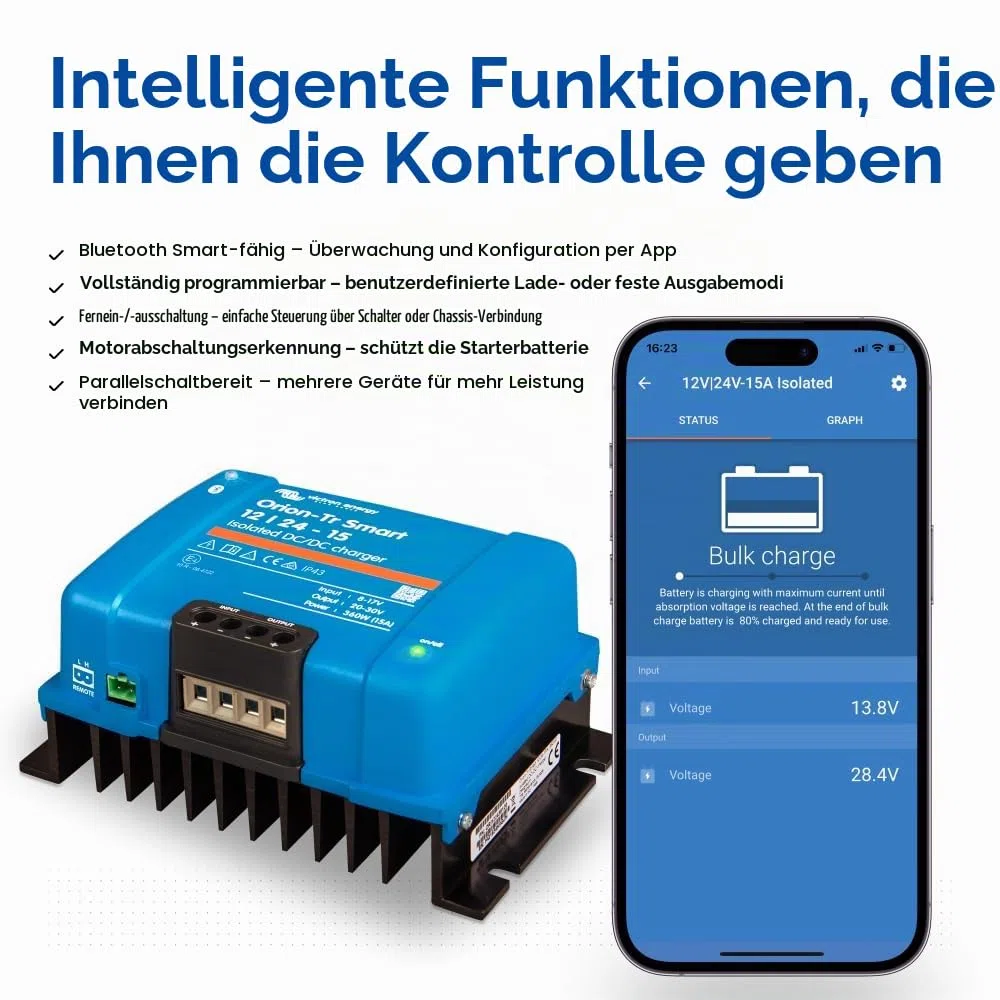 Victron Energy Orion-Tr Smart DC-DC Ladebooster (Bluetooth) - 12/24V, 15 Amp, 360-Watt - Batterie Ladegerät für Doppelbatteriesysteme - Isoliert