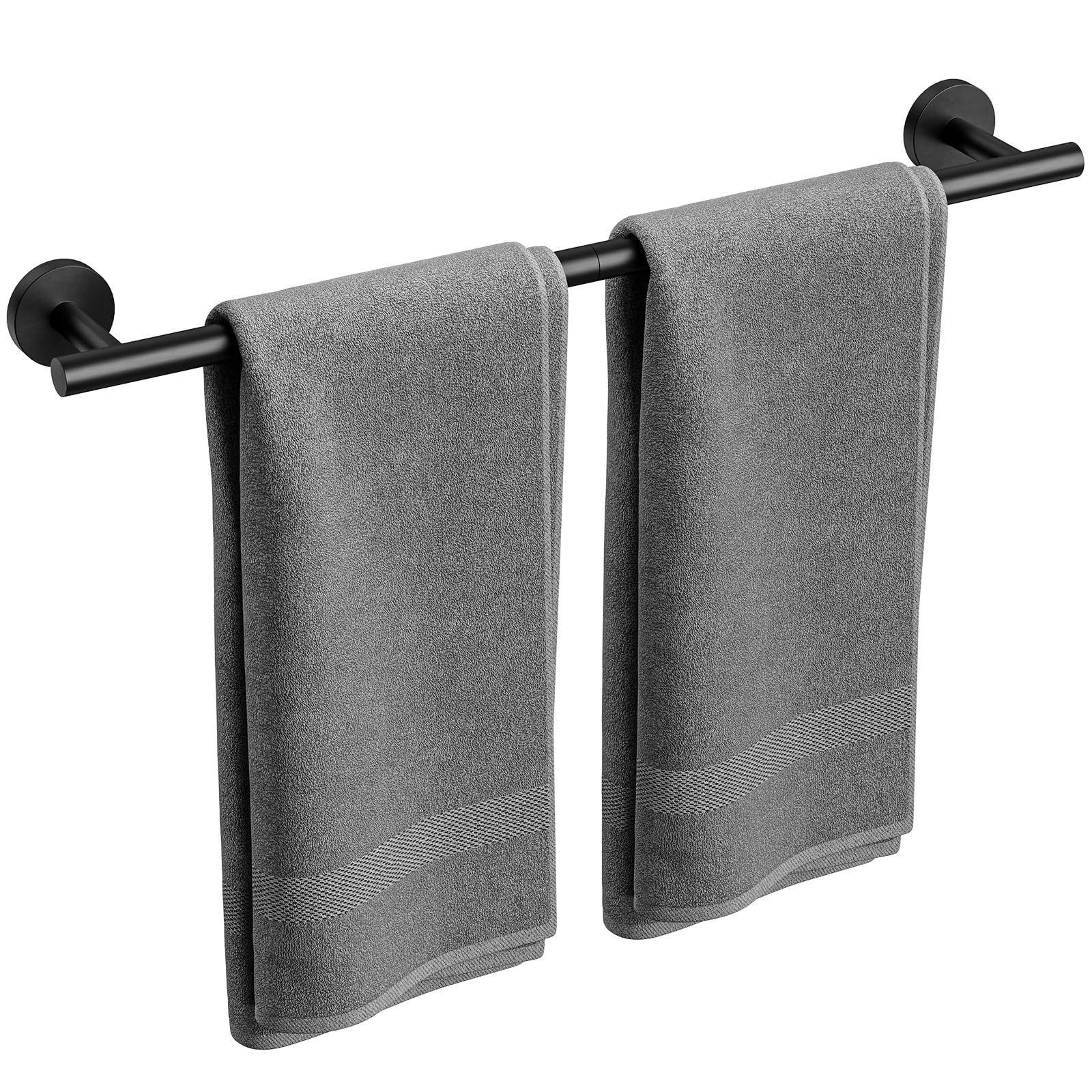 24-Inch Matte Black Wall-Mounted Towel Bar