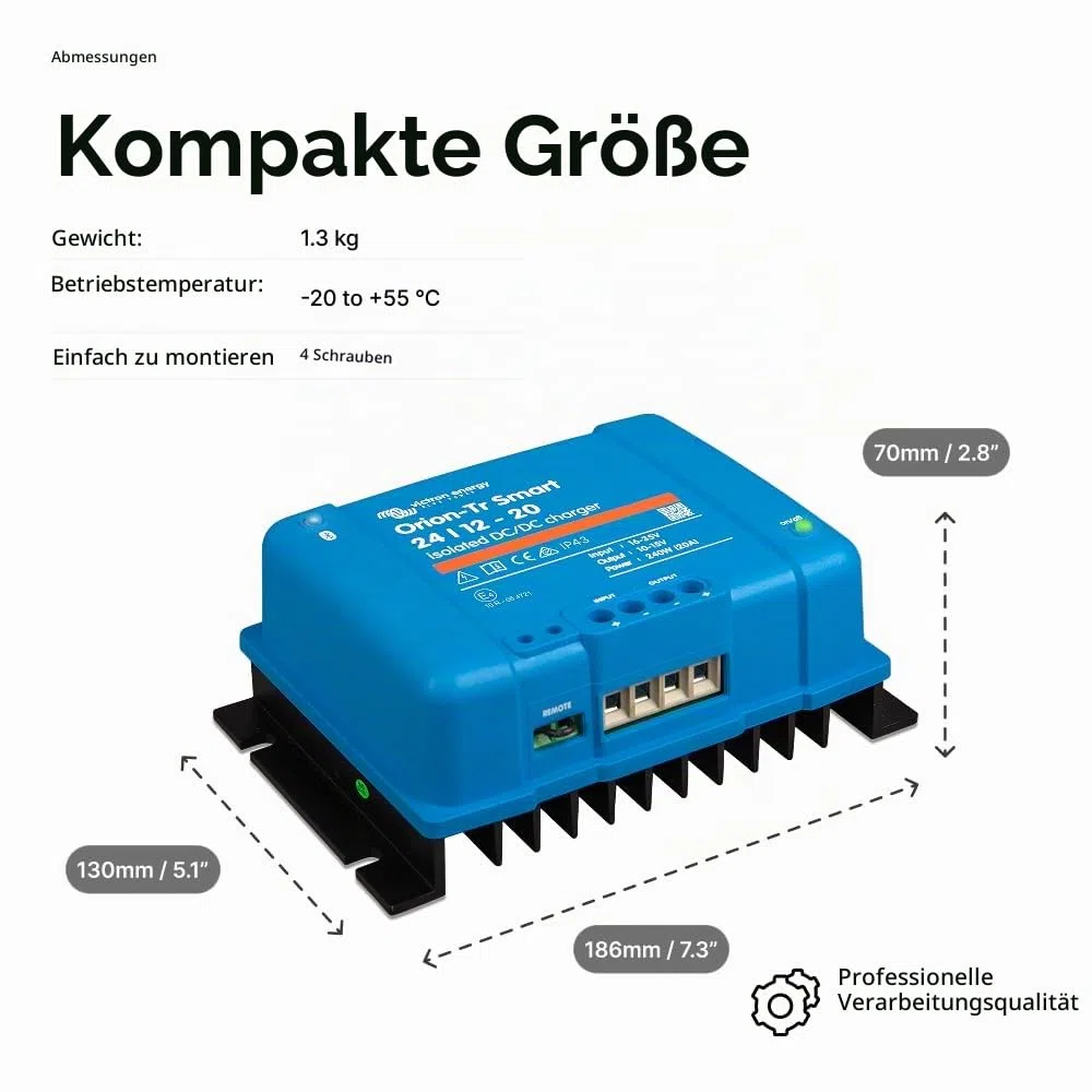 Victron Energy Orion-Tr Smart DC-DC Ladebooster (Bluetooth) - 24/12V, 20 Amp, 240-Watt - Batterie Ladegerät für Doppelbatteriesysteme - Isoliert