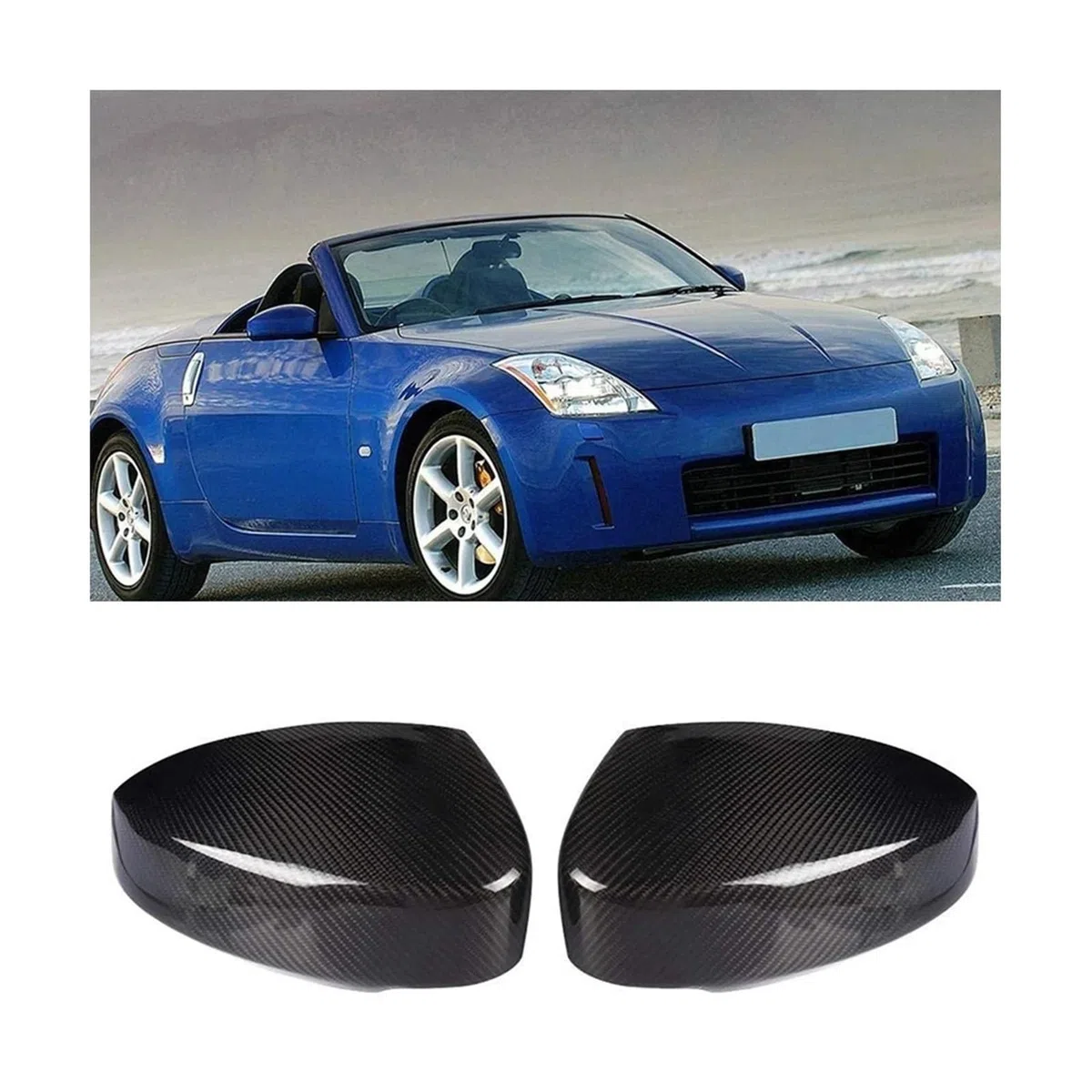 Rückspiegel Abdeckung Für Nissan Für Skyline Für Fairlady Z33 350Z | 2003–2008 Carbon-Seitenspiegel-Abdeckkappen-Aufkleber Für Außenspiegel