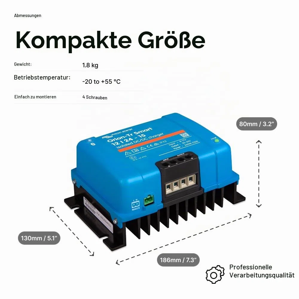 Victron Energy Orion-Tr Smart DC-DC Ladebooster (Bluetooth) - 12/24V, 15 Amp, 360-Watt - Batterie Ladegerät für Doppelbatteriesysteme - Isoliert