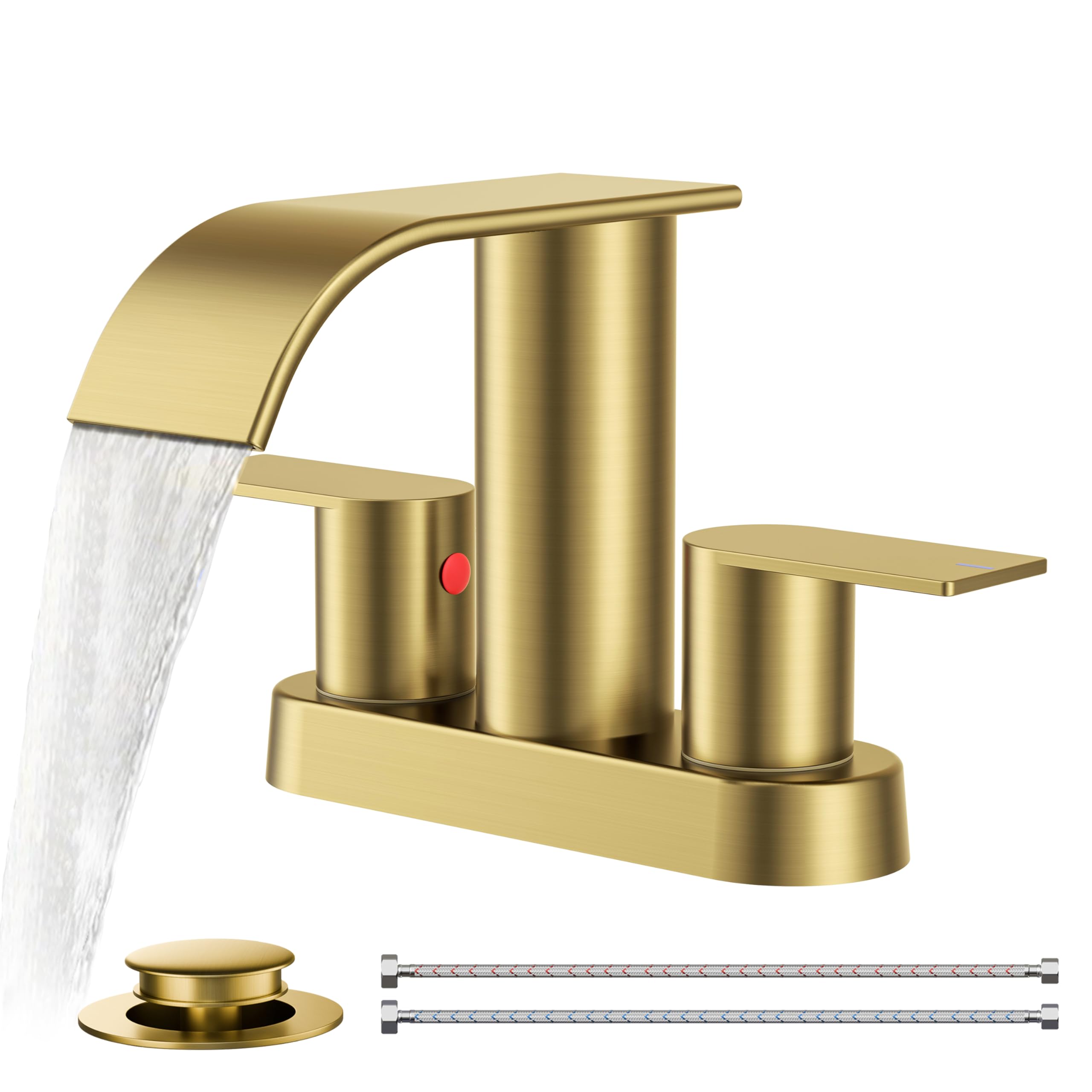 Brushed Gold Waterfall Centerset Basin Faucet
