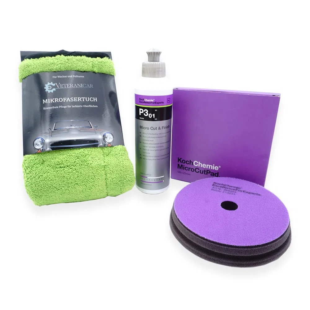 Koch Chemie Autopolitur Set Politur Mikrofasertuch 9-Teilig Heavy+Fine+Micro Cut