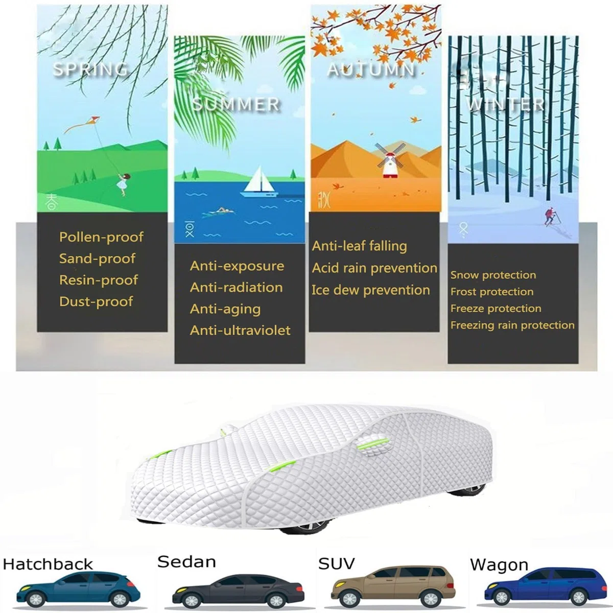 Hagelschutz Autoabdeckung für Palette 2008-2013 Hagelschutz-Autoabdeckung, mehrschichtig Verdickung, schützt vor Schnee, Regen, UV, ideal für Außenlagerung.