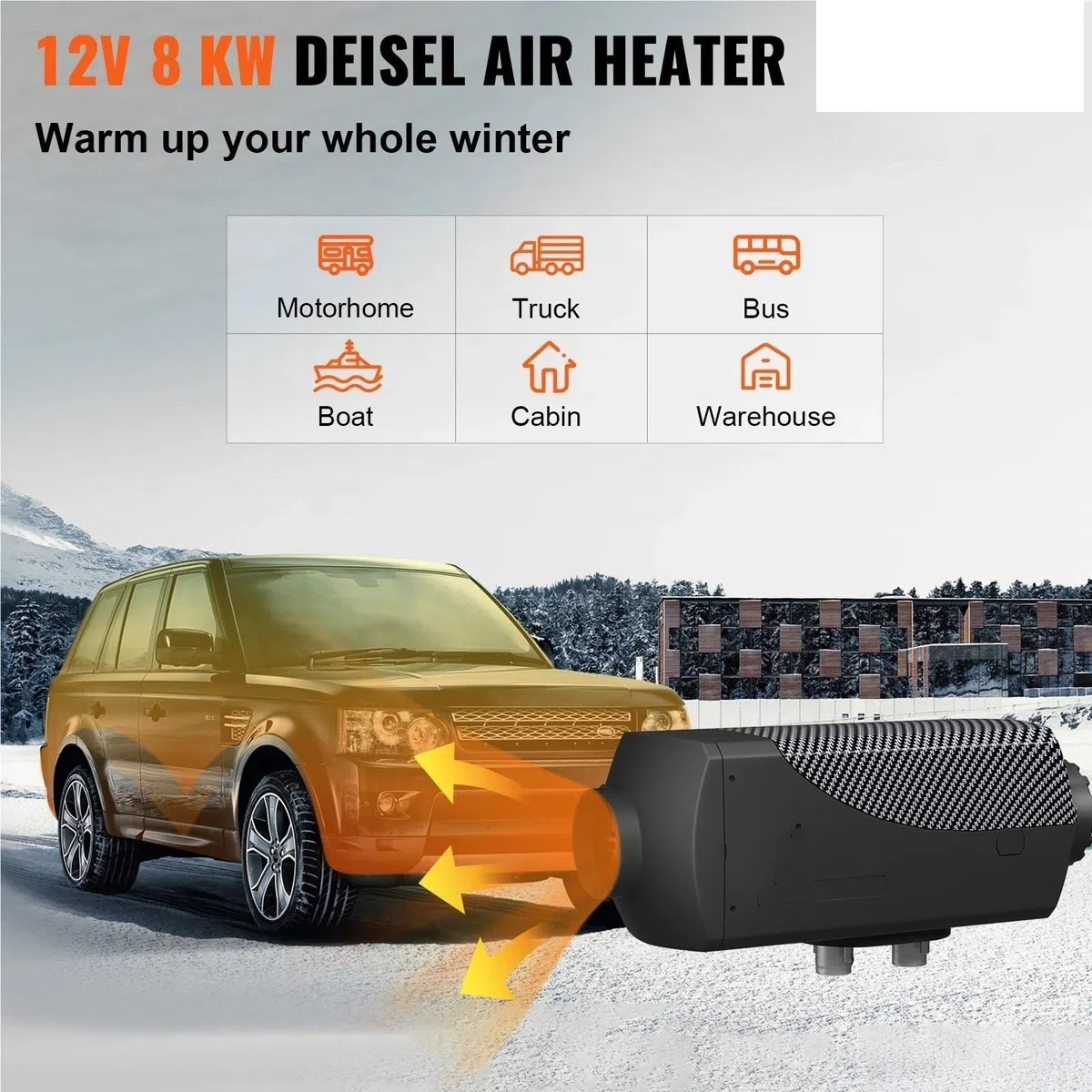 Diesel Lufterhitzer 8KW Diesel Lufterhitzer Schalldämpfer Dieselheizung 12V Fernbedienung Standheizung mit LCD-Schalter