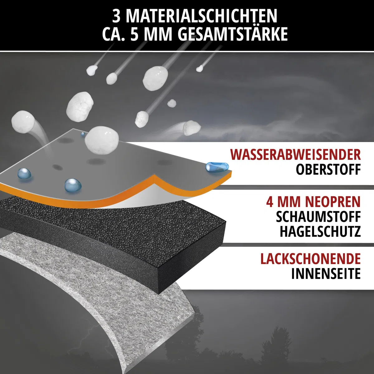 WALSER Hagelschutz Abdeckplane Auto, Autogarage Abdeckung, Abdeckplane Basic, Hagelschutzplane, Abdeckung 100% Polyester, Vollgarage, SUV XL - grau-Silber