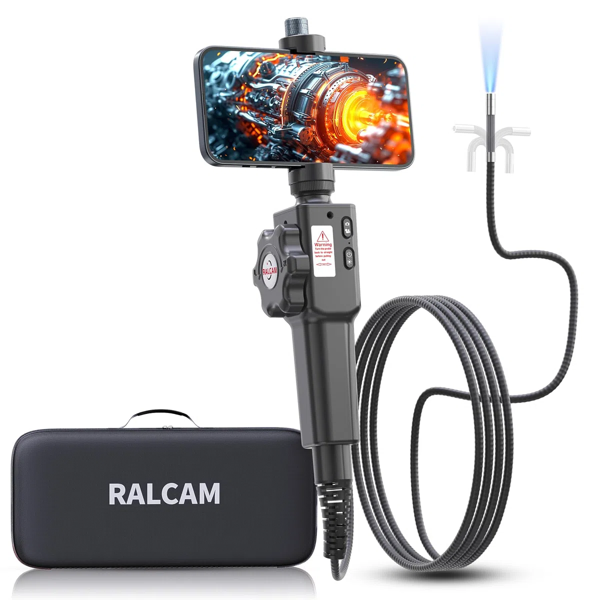 Ralcam Endoskopkamera mit Licht Camera - Inspektionskamera 8.5mm HD1080P Industrial Endoscope mit 8 Adjustable LED Digitales Endoskop 1.5M Halbstarre Kabel, für Android und IOS Smartphone