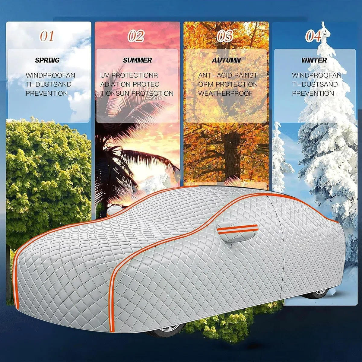 Hagelschutzplane Auto Kompatibel mit VW ld.3 Hatchback 2019-2025 | Autoabdeckung Hagelschutz,UV-Schutz,Wasserdicht,Winddicht,Anti-Aging,für Garagen und Außenbereiche