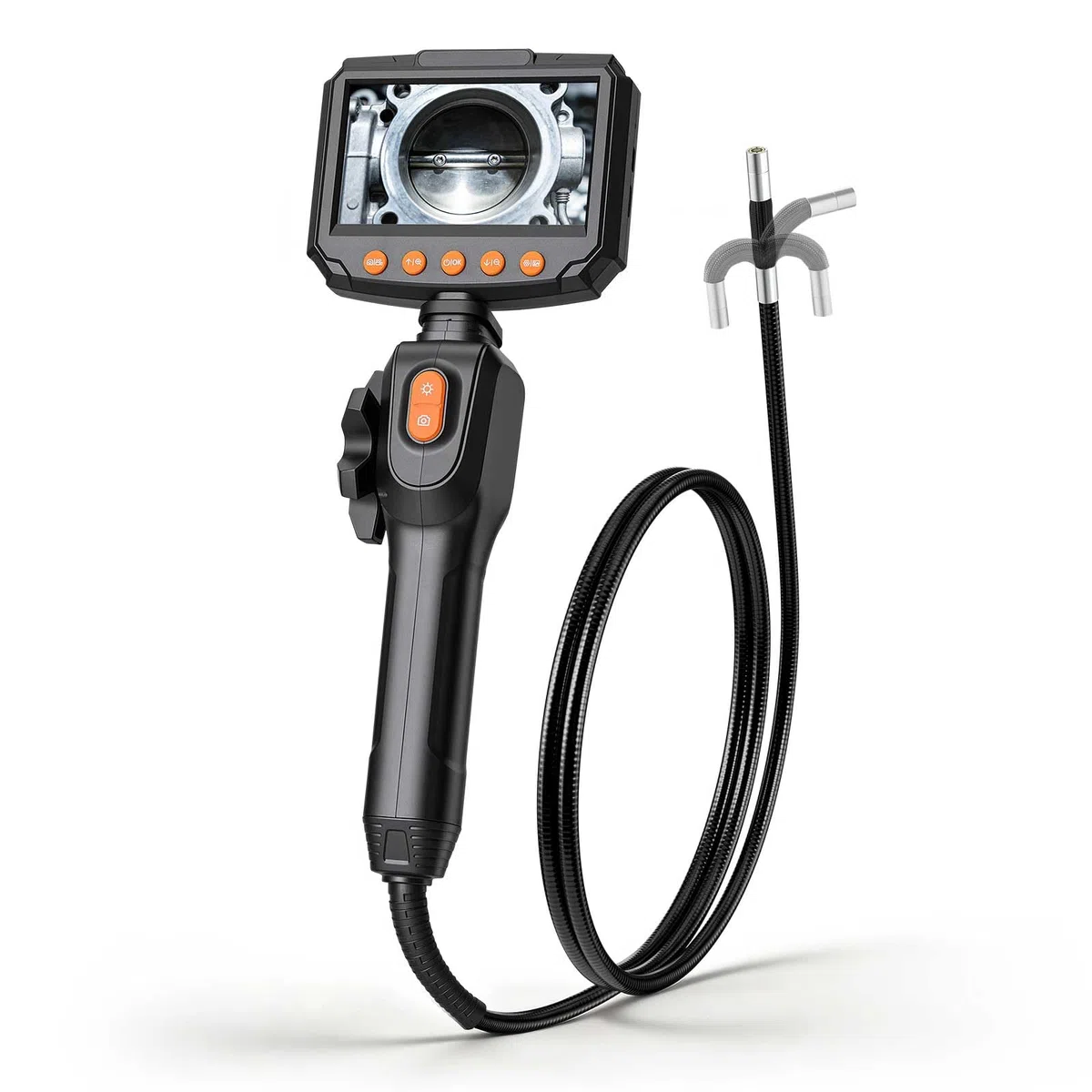 VEVOR Drehbare Endoskopkamera mit Licht, Inspektionskamera mit Zwei-Wege beweglichem Kopf, IP67 Wasserdichte Rohrkamera mit 4,3 Zoll Display 1,5 m Kabel 2600mAh Akku, 8 mm Boreskopkamera für Auto Haus