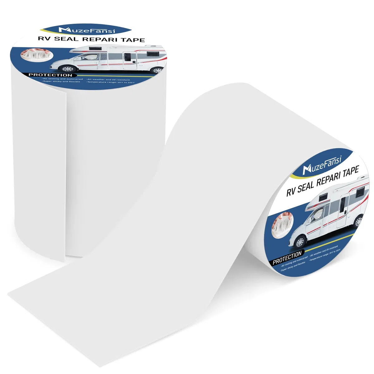 Wohnmobil-Dachband, 15,2 cm x 15,2 m, 2 Stück, UV- und wetterfest, weiß, Wohnmobil-Dichtband, wasserdicht, für Wohnmobil, Anhänger, LKW, Stop, Dachfenster, Boot, Dichtung, Leckreparatur