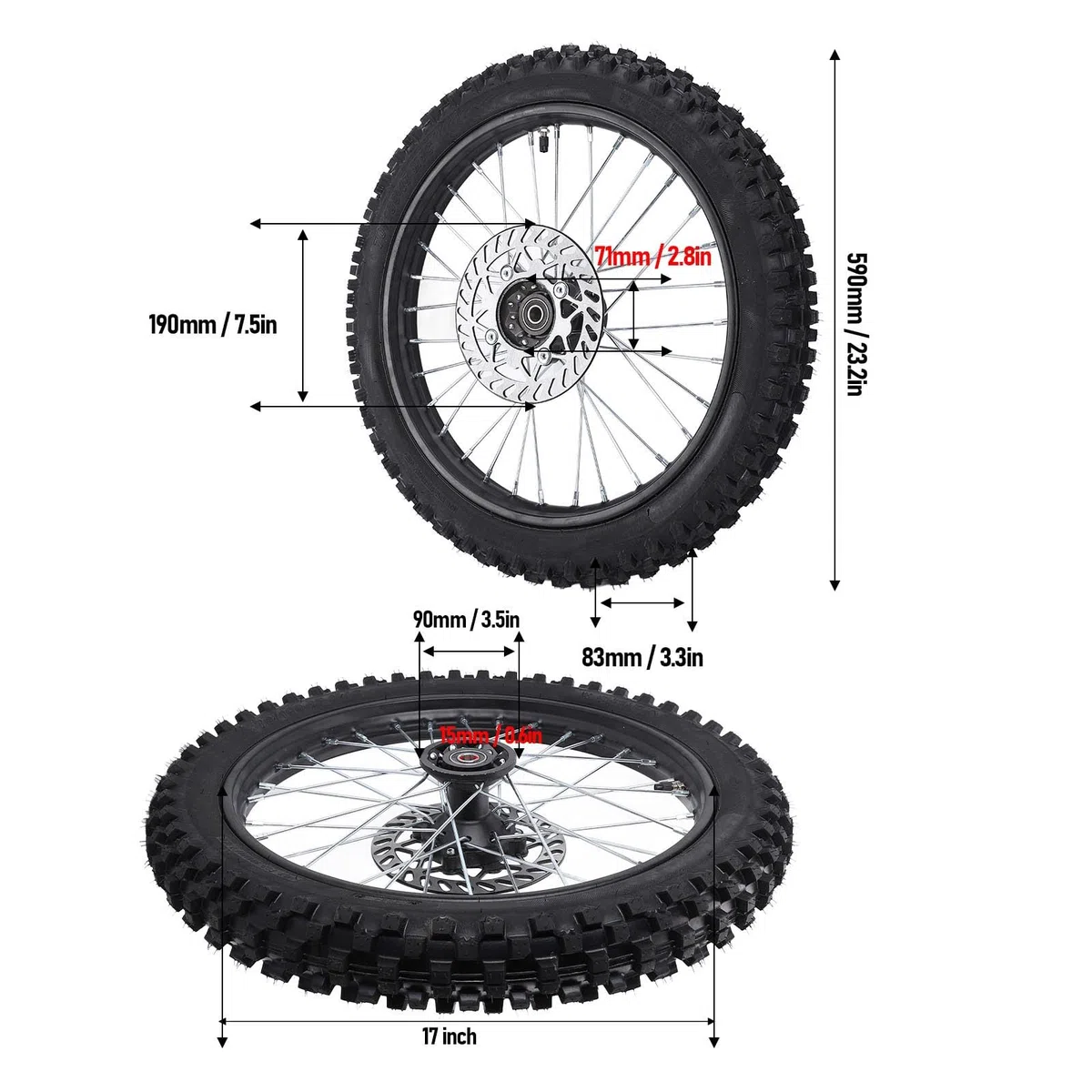 17 Zoll Vorderrad Montage 70/100 2,75-17 Reifen Innenrohr 15mm Felge Achse Bremsscheibe Pit Dirt Bike