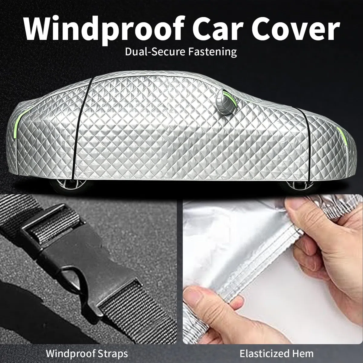 Dicke Auto Abdeckplane Hagelschutzplane für V olkswage Eurovan 1991-2003 Outdoor Autoabdeckung Allwetter wasserdichte UV-Schutz Sonnenschutz Winddichte mit Reflektierenden Streifen-Silber