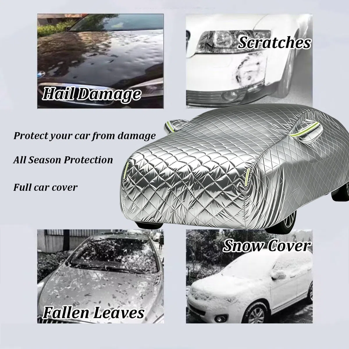 Dicke Auto Abdeckplane Hagelschutzplane für V olkswage Eurovan 1991-2003 Outdoor Autoabdeckung Allwetter wasserdichte UV-Schutz Sonnenschutz Winddichte mit Reflektierenden Streifen-Silber