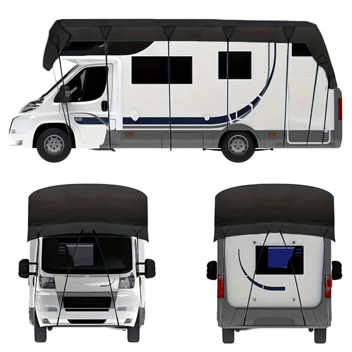 Wohnmobil Abdeckplane Dachschutzplane,Premium Wohnwagen Schutzdach,wasserdichte Wohnwagenplane Mit UV-Schutz für Wohnwagen in Vielen Größen,Schwarz,10.5 * 3.3m