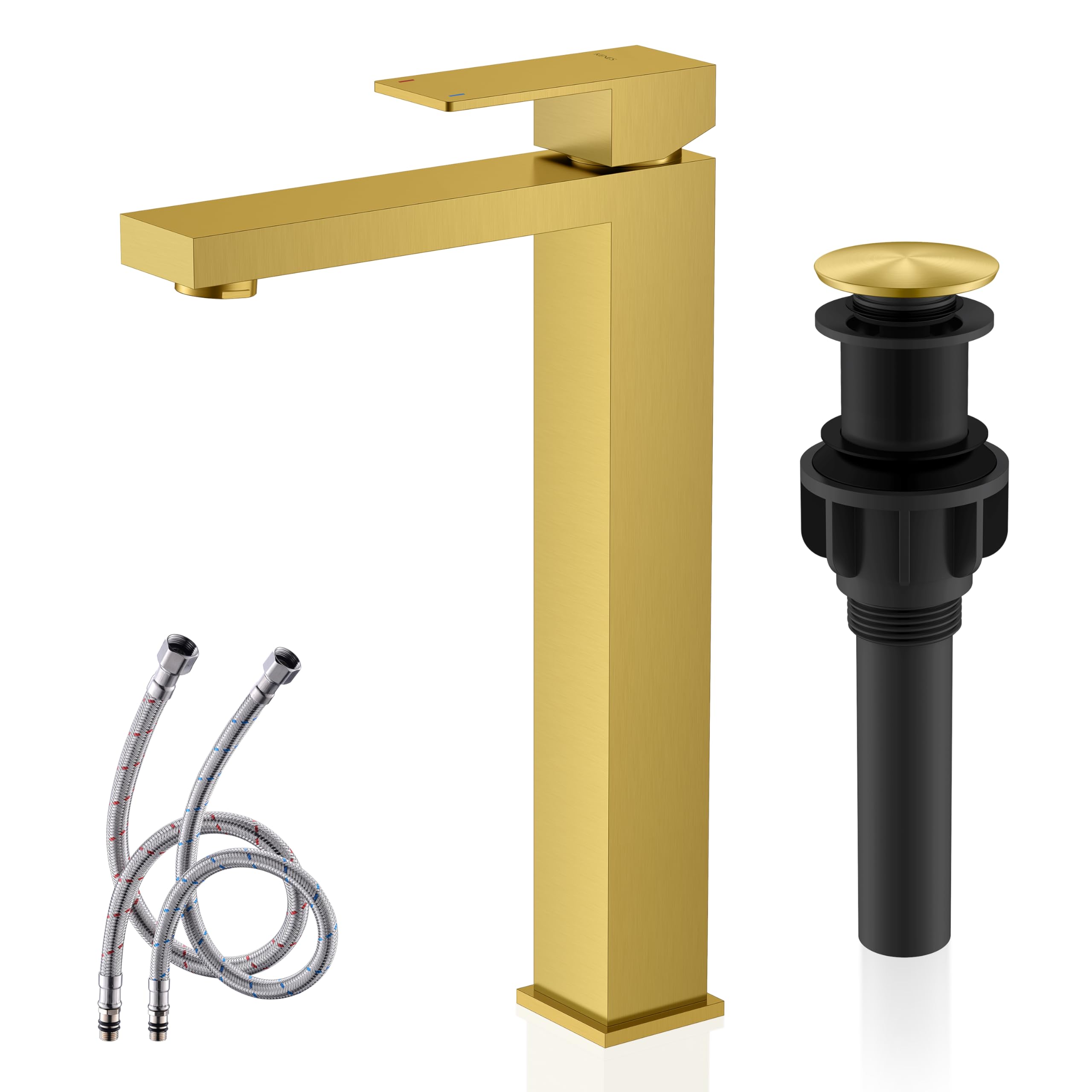 Brushed Gold High-Arc Single-Handle Vessel Faucet