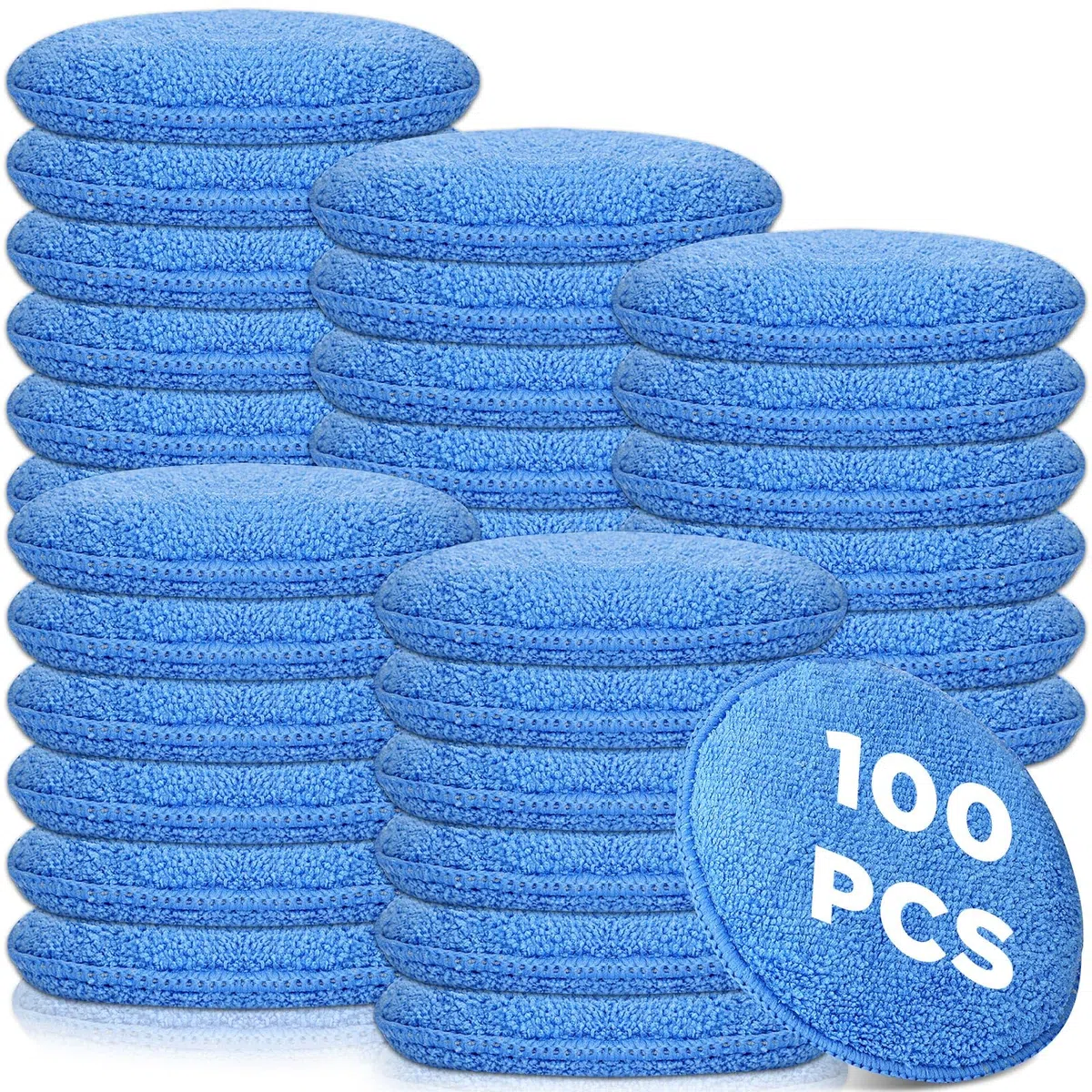 Tanlade Mikrofaser-Applikator-Pads, Wachs-Applikator, Wasch-Mikrofaser-Pads, Blau, 12,7 cm Durchmesser (100 Stück)