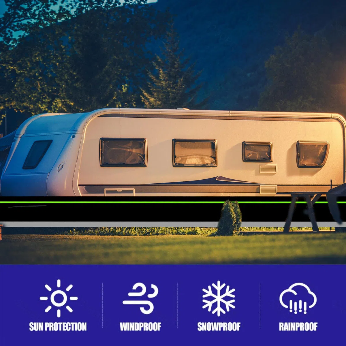 Kein Bohren Erforderlich Wohnwagen Plane 31 hoch Halbgarage Bequeme Lagerung Campingzubehör Für Wohnmobil Halbgarage,38m/124ft