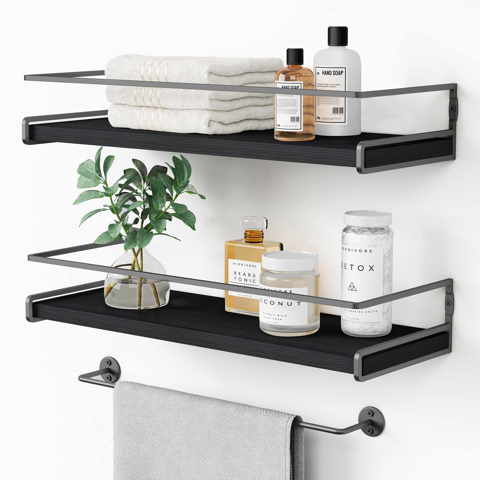 Elegant Black & Grey Floating Wall Shelves