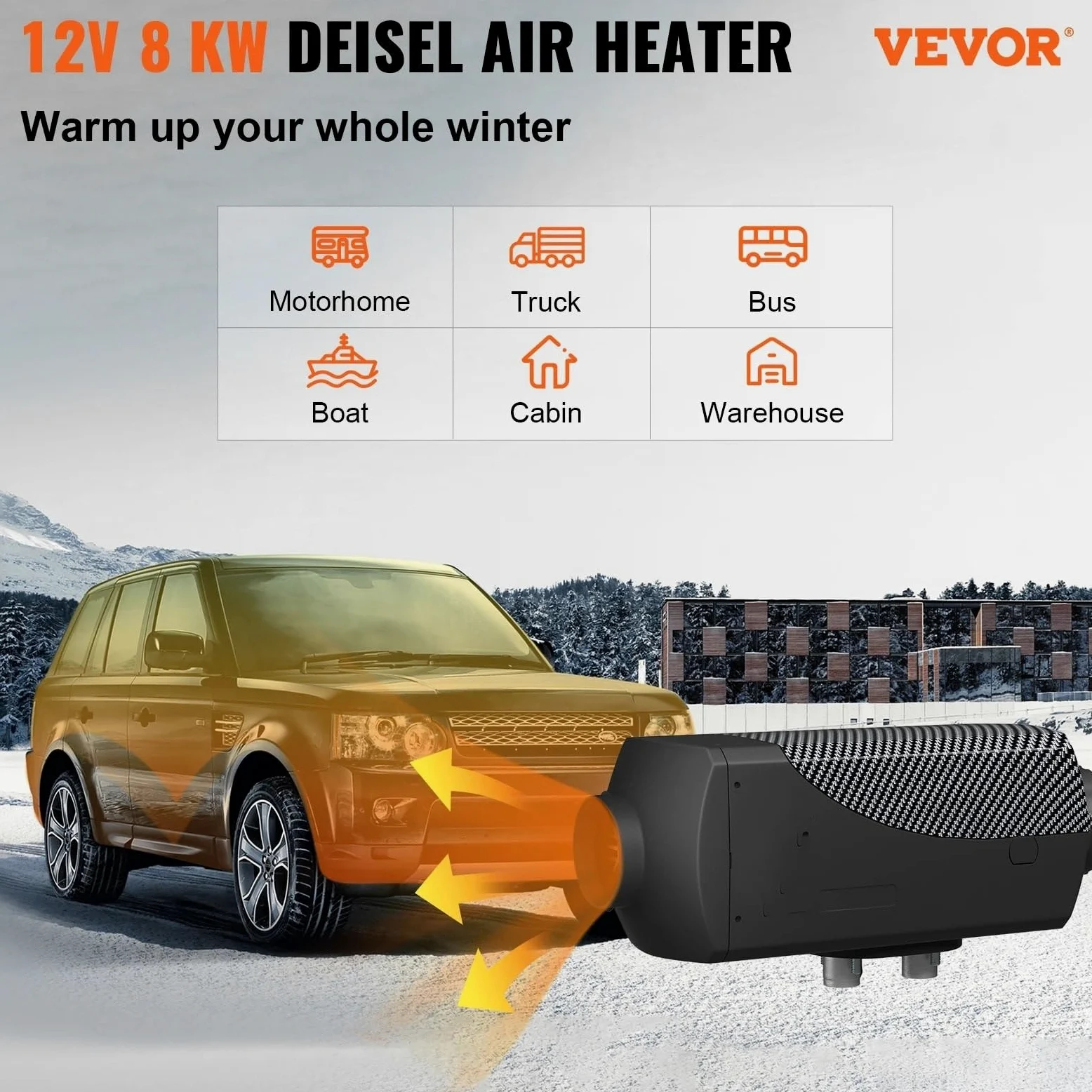 Dieselheizung 8KW Diesel-Lufterhitzer Schalldämpfer Dieselheizung 12V Fernbedienung Diesel-Standheizung mit LCD-Schalter Luftheizung