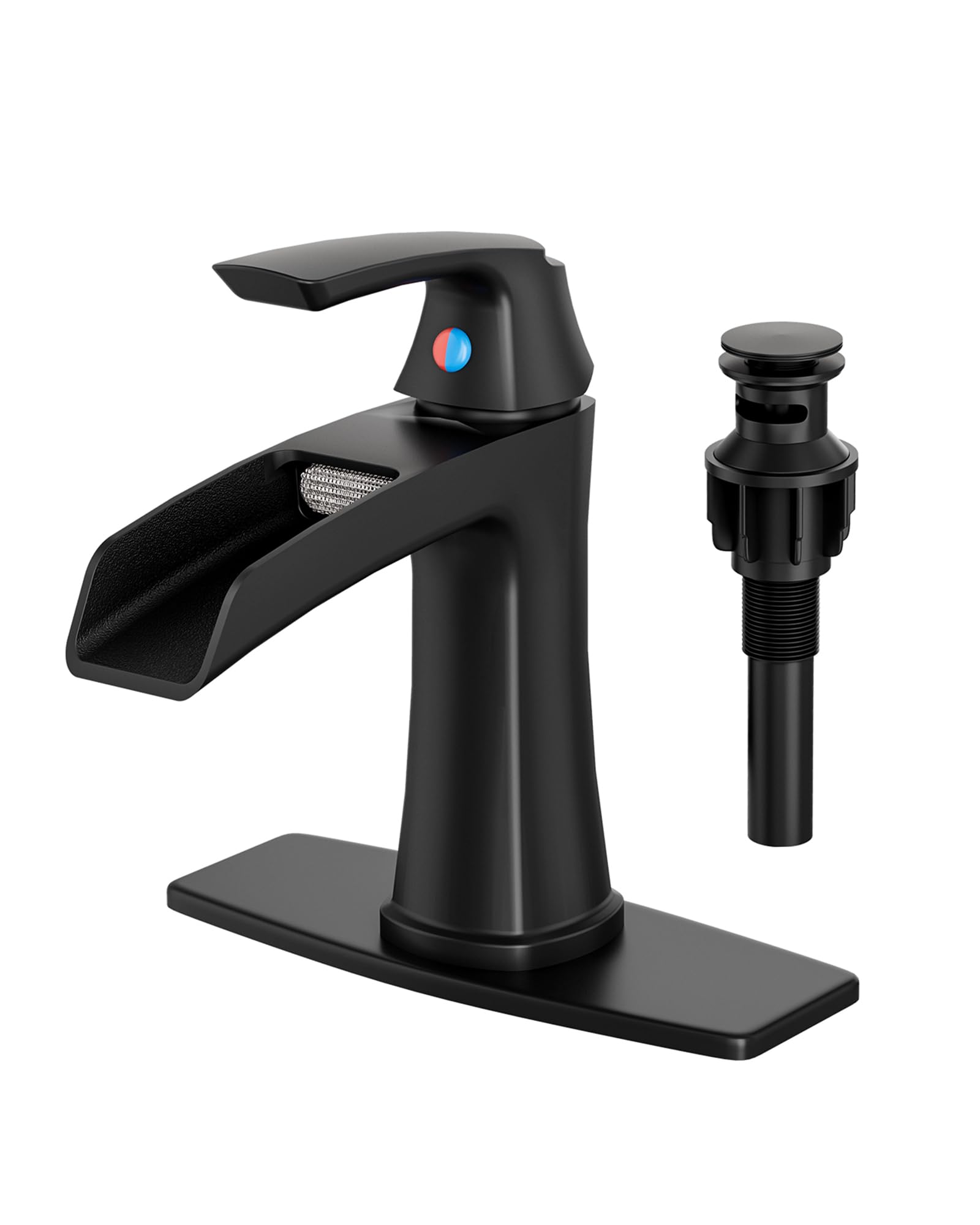 Elegant Matte Black Waterfall Bathroom Faucet