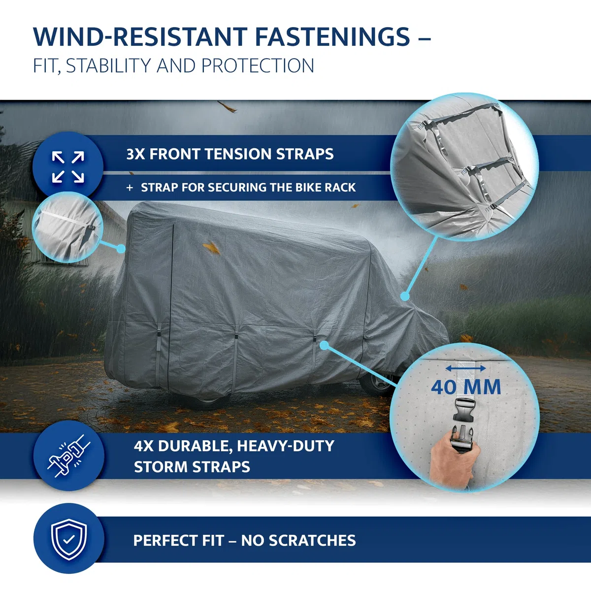 Wohnwagen Abdeckung | UV-resistente Wetterfeste Wohnmobilabdeckung | Langlebig, Schutzhülle & Atmungsaktive | 5-Lagig Wohnwagenplane | Ideal für VW Grand California 600