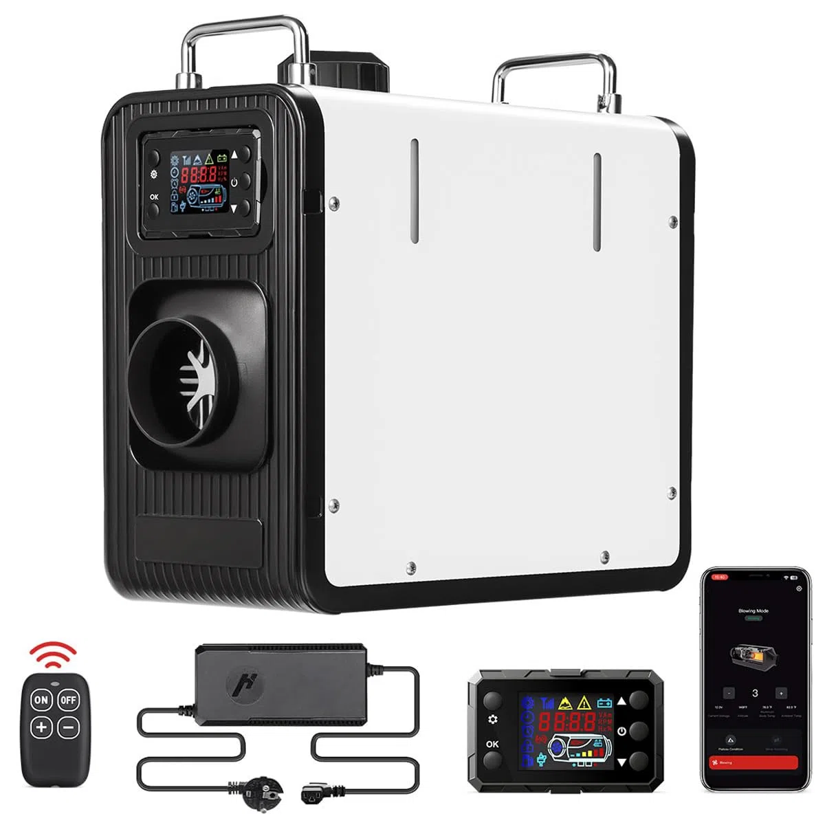 12V/24V Diesel Standheizung, 8KW Luft Dieselheizung mit Bluetooth APP & Adapter, 0,15-0,44 l/h, Air Diesel Heizung Dieselheizung für Auto RV LKW Wohnmobil