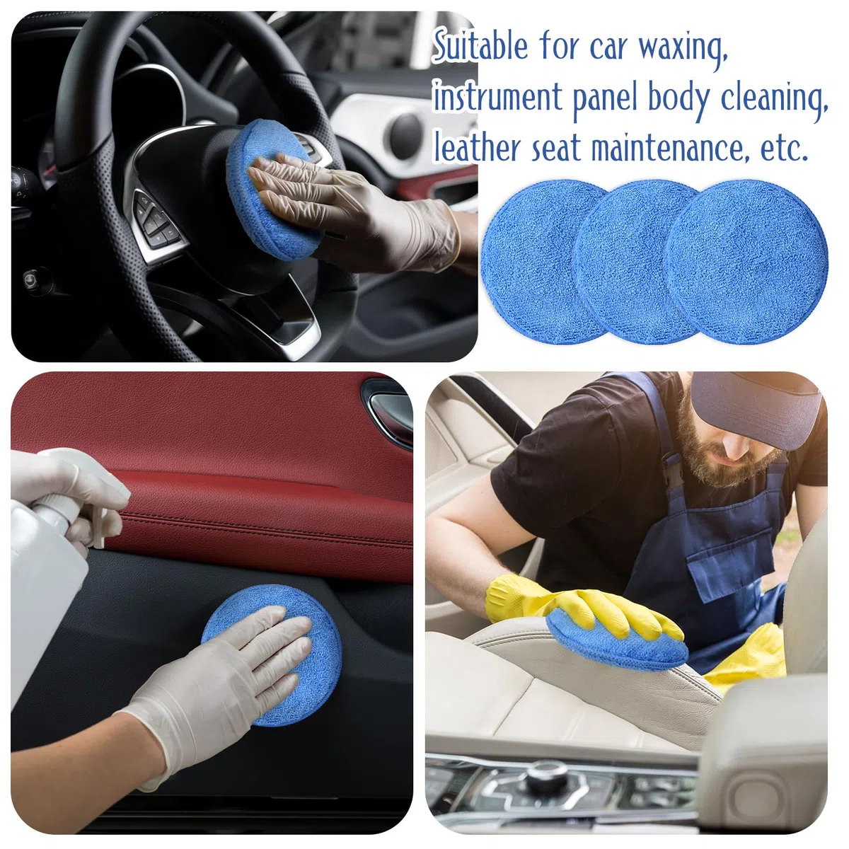 Tanlade Mikrofaser-Applikator-Pads, Wachs-Applikator, Wasch-Mikrofaser-Pads, Blau, 12,7 cm Durchmesser (100 Stück)