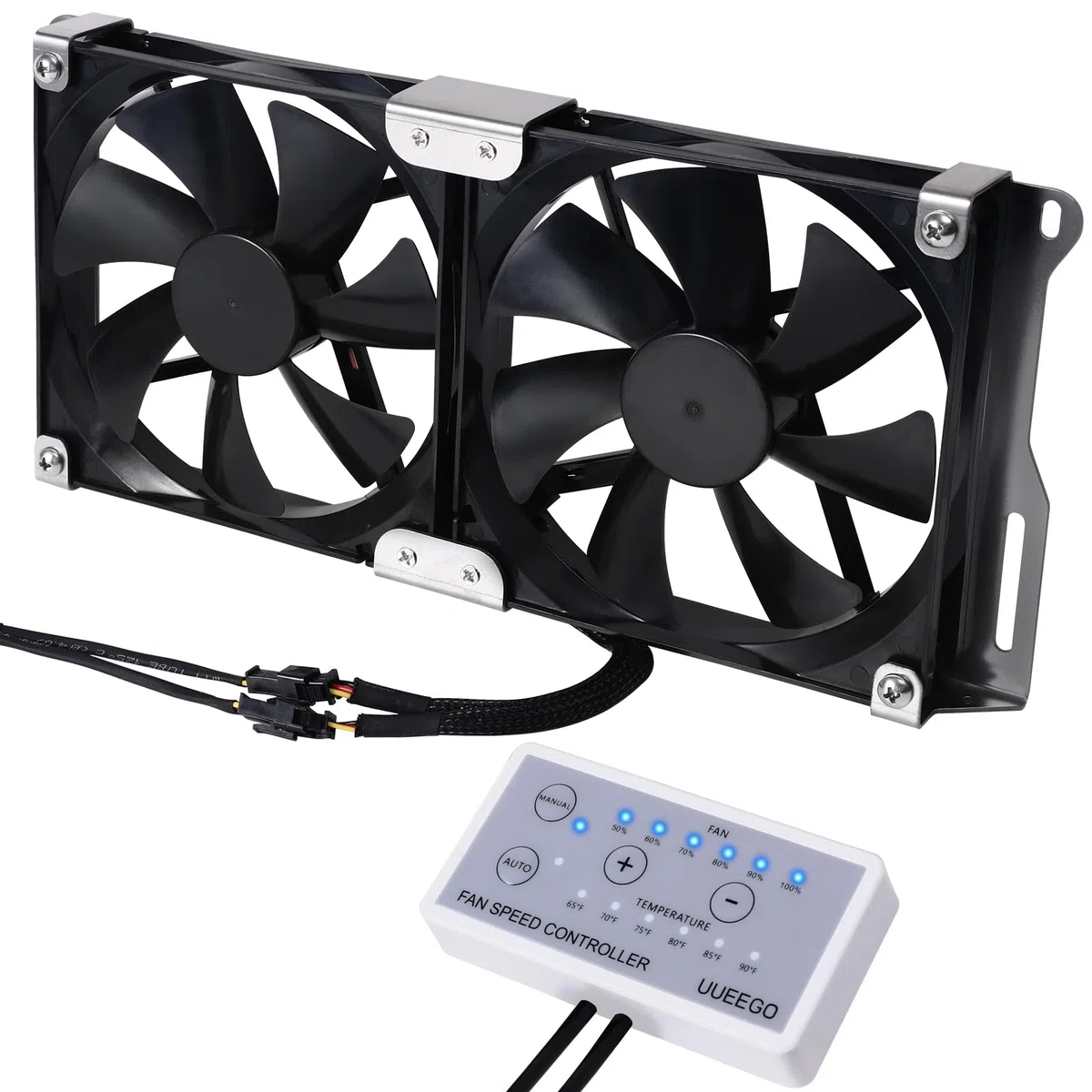 140 mm (5,5 Zoll), 12 V, RV-Lüftungsventilator für Kühlschrank, Lüftungsgitter und Lüftungsgitter, RV-Kühlschrank, IP65 wasserdicht, inklusive Geschwindigkeitsregler