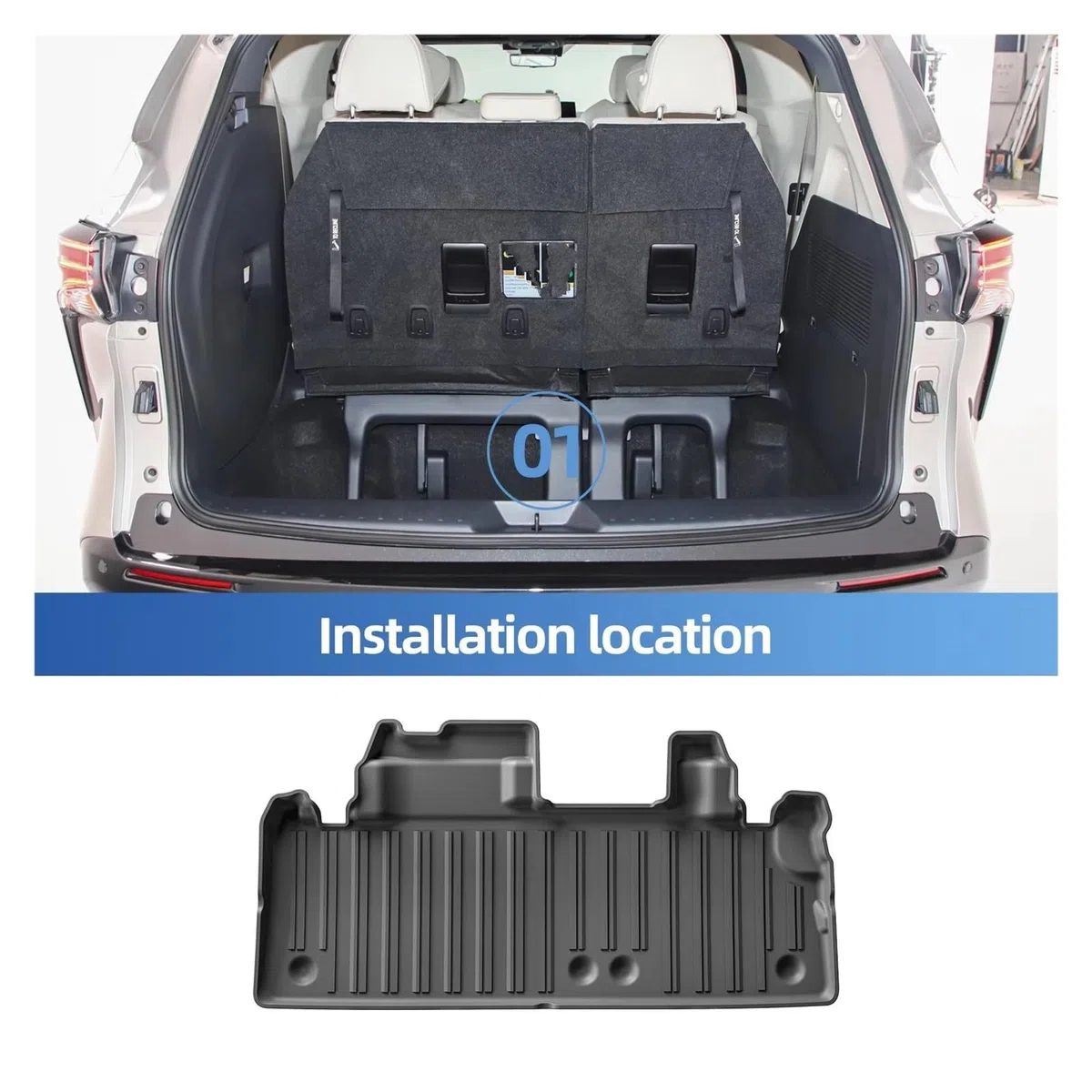 Kofferraummatte Für Toyota Für Sienna 7 Sitz 2021 2022 2023 2024 Auto Innen Kofferraum Matte Fach Wasserdicht Anti-slip TPE Schwarz Laderaumwanne