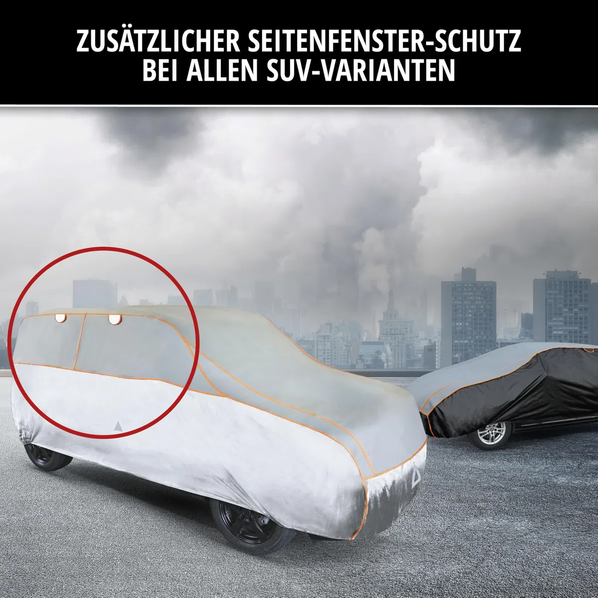WALSER Hagelschutz Abdeckplane Auto, Autogarage Abdeckung, Abdeckplane Basic, Hagelschutzplane, Abdeckung 100% Polyester, Vollgarage, SUV XL - grau-Silber