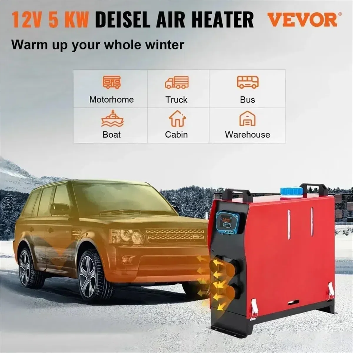 Diesel Lufterhitzer 5kw Diesel Luft Heizung 12V Alle-in-one Parkplatz 4 Löcher LCD Monitor Schnelle-heizung