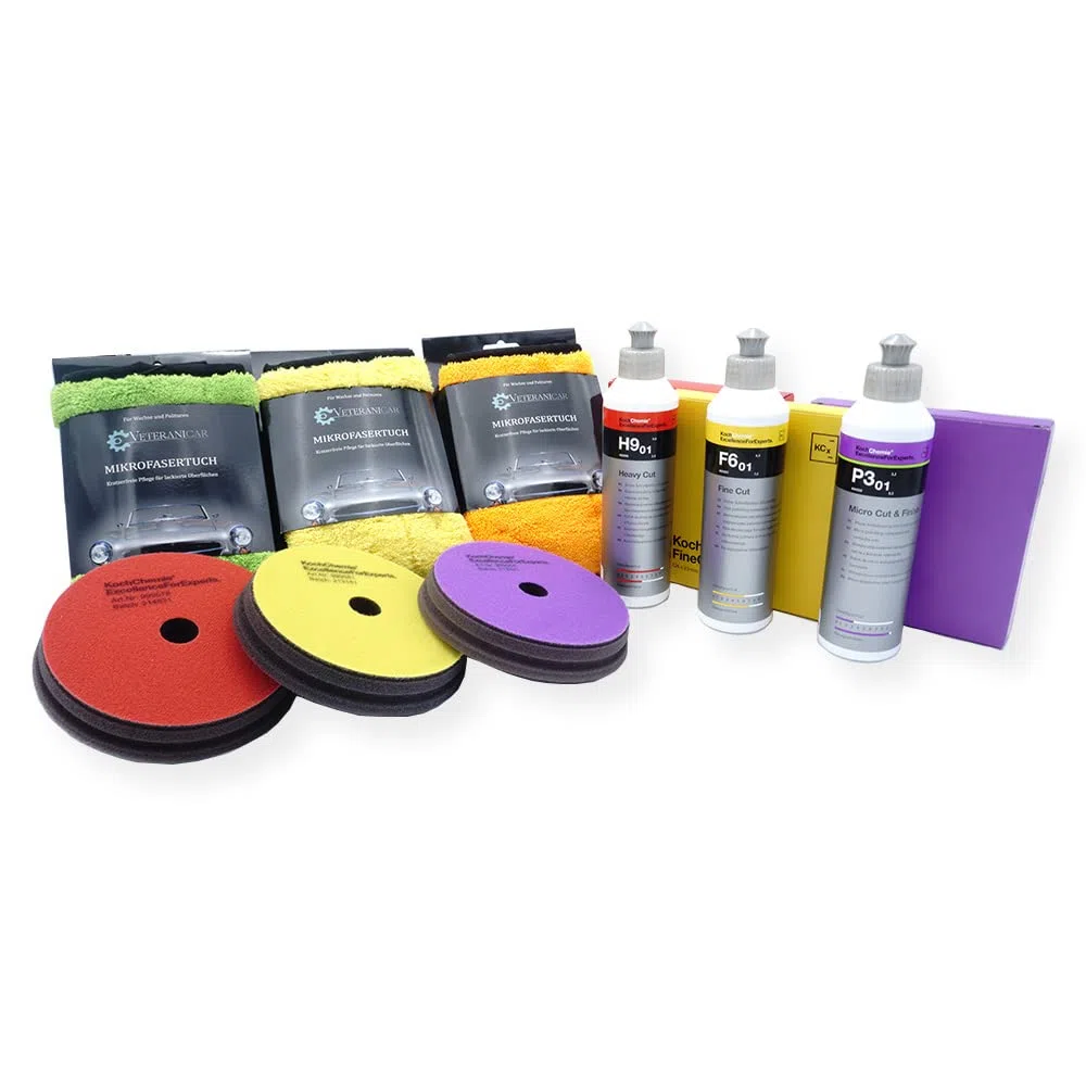 Koch Chemie Autopolitur Set Politur Mikrofasertuch 9-Teilig Heavy+Fine+Micro Cut