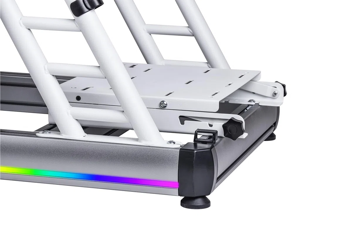Thermaltake GR500 Snow Racing Simulator Cockpit Snow White (Weiß) | Sim Racing Rig | Alu/Stahl Rahmen | Fiberglas Rennsitz | verstellbare Wheel & Pedal Plate | RGB LED | bis 120 kg